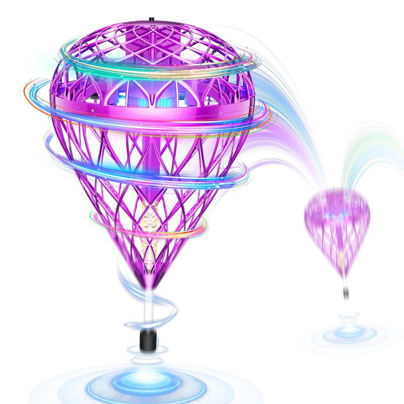 【2025 Halloween】 Flystars Hand Operated Flying Orb Ball Drone with LED Lights, Magic Durable Boomerang Hover Spinner, Quick USB-C Rechargeable, Indoor & Outdoor Fun Fidget Toy, Birthday Gift for Kids & Teens 6+, Gifts for Halloween, Easter, and Christmas