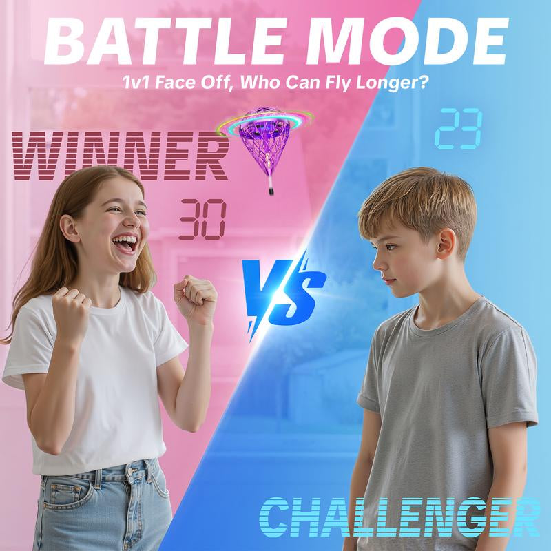 【2025 Halloween】 Flystars Hand Operated Flying Orb Ball Drone with LED Lights, Magic Durable Boomerang Hover Spinner, Quick USB-C Rechargeable, Indoor & Outdoor Fun Fidget Toy, Birthday Gift for Kids & Teens 6+, Gifts for Halloween, Easter, and Christmas