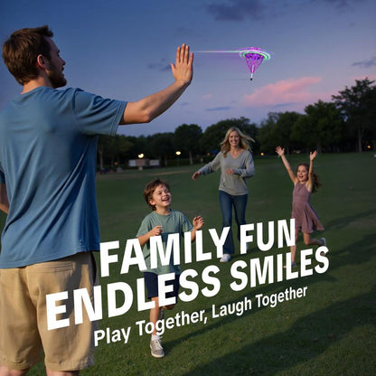 【2025 Halloween】 Flystars Hand Operated Flying Orb Ball Drone with LED Lights, Magic Durable Boomerang Hover Spinner, Quick USB-C Rechargeable, Indoor & Outdoor Fun Fidget Toy, Birthday Gift for Kids & Teens 6+, Gifts for Halloween, Easter, and Christmas